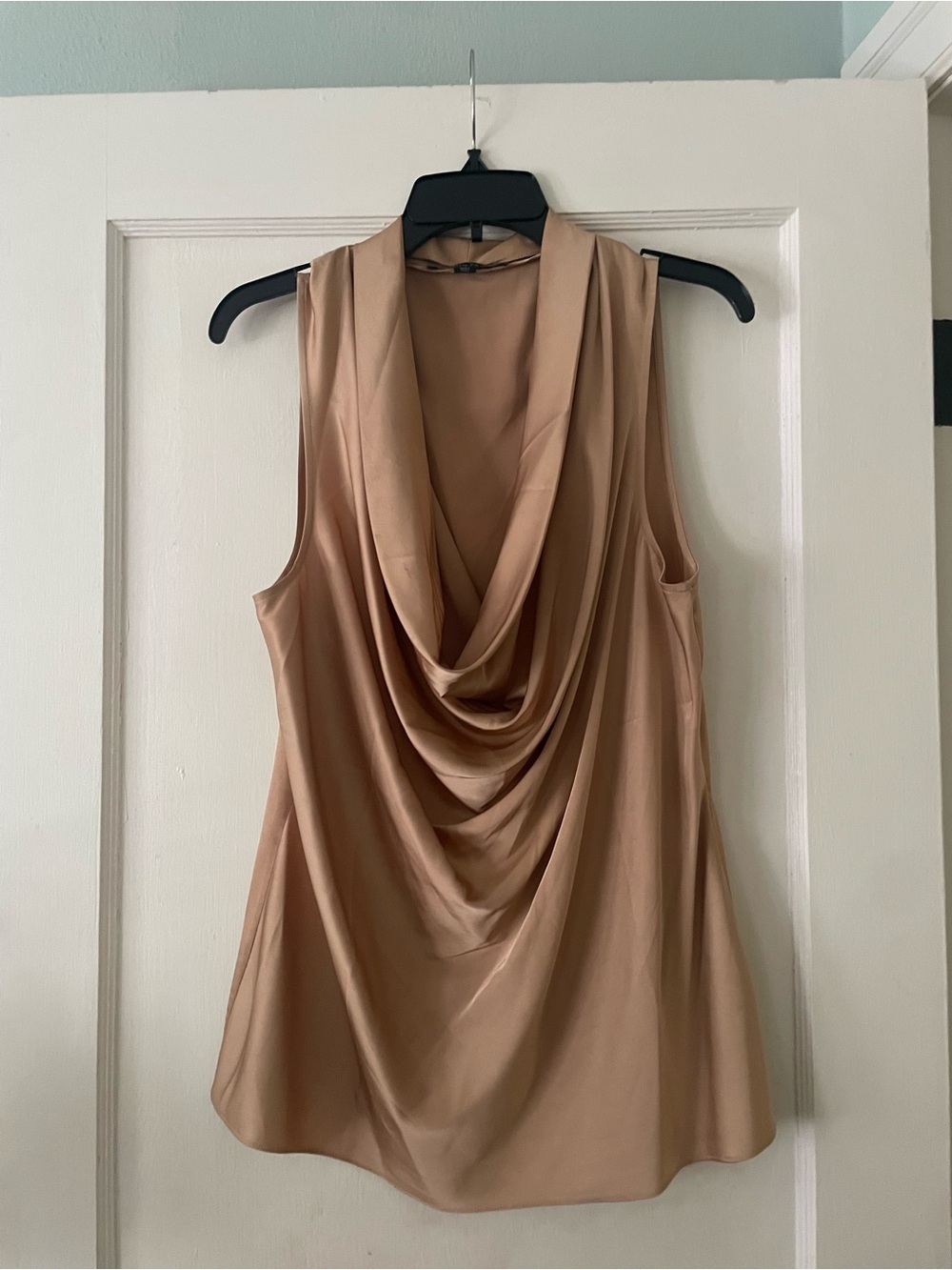 Boston Proper Draped Cowl Neck Sleeveless Camisole - Beige